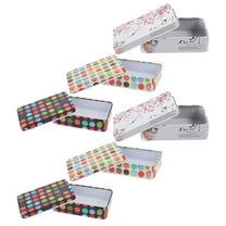 Toyvian 6Pcs Small Tinplate Boxes with Lid for Home Storage Assorted Color Metal Tins