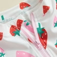 thumbnail image 5 of Bagilaanoe Toddler Baby Girl One-Piece Swimsuit Strawberry Print Long Sleeve Zipper Rashguard Swimwear + Swimming Cap 6M 9M 12M 18M 24M 3T Kids Ruffle Bathing Suit, 5 of 8