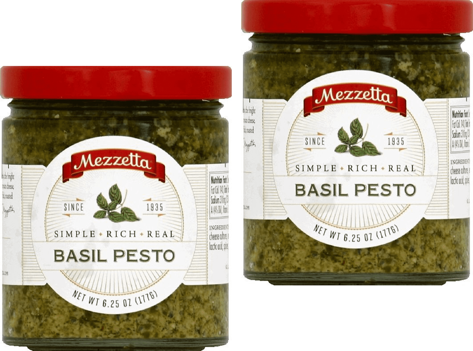 Mezzetta Simple, Rich, Real Basil Pesto, 2Pack 6.25 oz. (177g) Jars