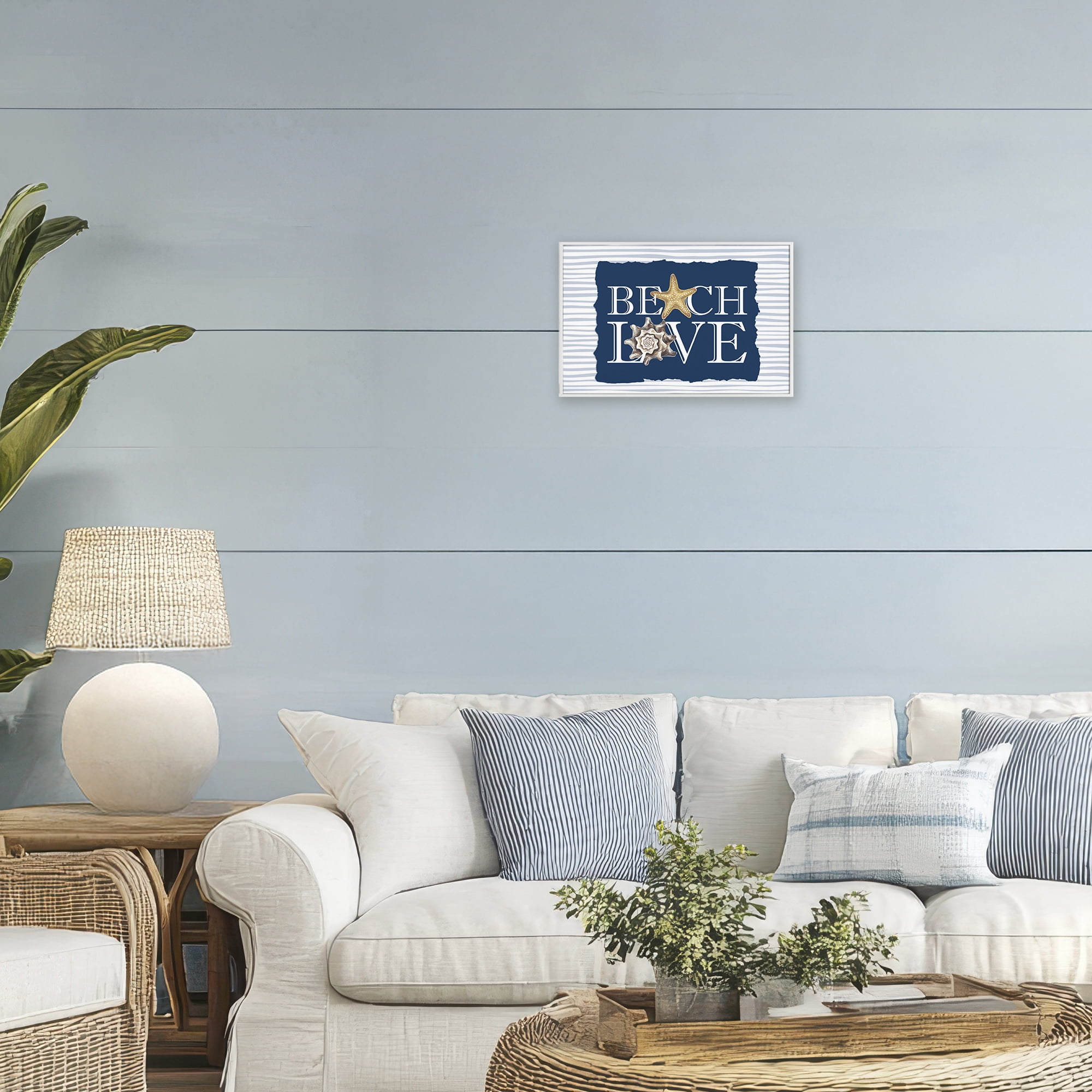 Stupell Industries Beach Love Seashells White Framed Giclee Art, design by Kim Allen