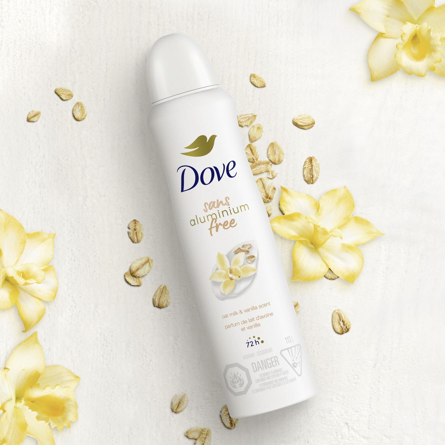 Dove Aluminum Free Deodorant Dry Spray Dry Spray for Women Oat Milk & Vanilla Scent Oat Milk & Vanilla Scent, 113g