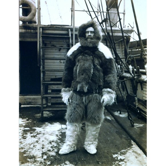Robert E. Peary (1856-1920) Arctic Explorer Wearing Fur Clothing On The Deck Of His Ship History (18 x 24)