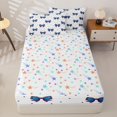 thumbnail image 4 of Manfei Cheetah Print Bow Zipper Twin Comforter Sets with Fitted Sheet and 2 Pillowcases,Blue Girly Bowknot Zipper Bedding Set,Colorful Stars Reversible,4-Piece, 4 of 7