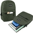 thumbnail image 2 of Classic Solid Color 17 Inch Backpack with Front Zipper Accessory Pocket, Dual Zipper Closure & Padded Shoulder Straps for Work, Office, Gym, Sports, Travel, Commute & Recreation in Hunter Green, 2 of 6