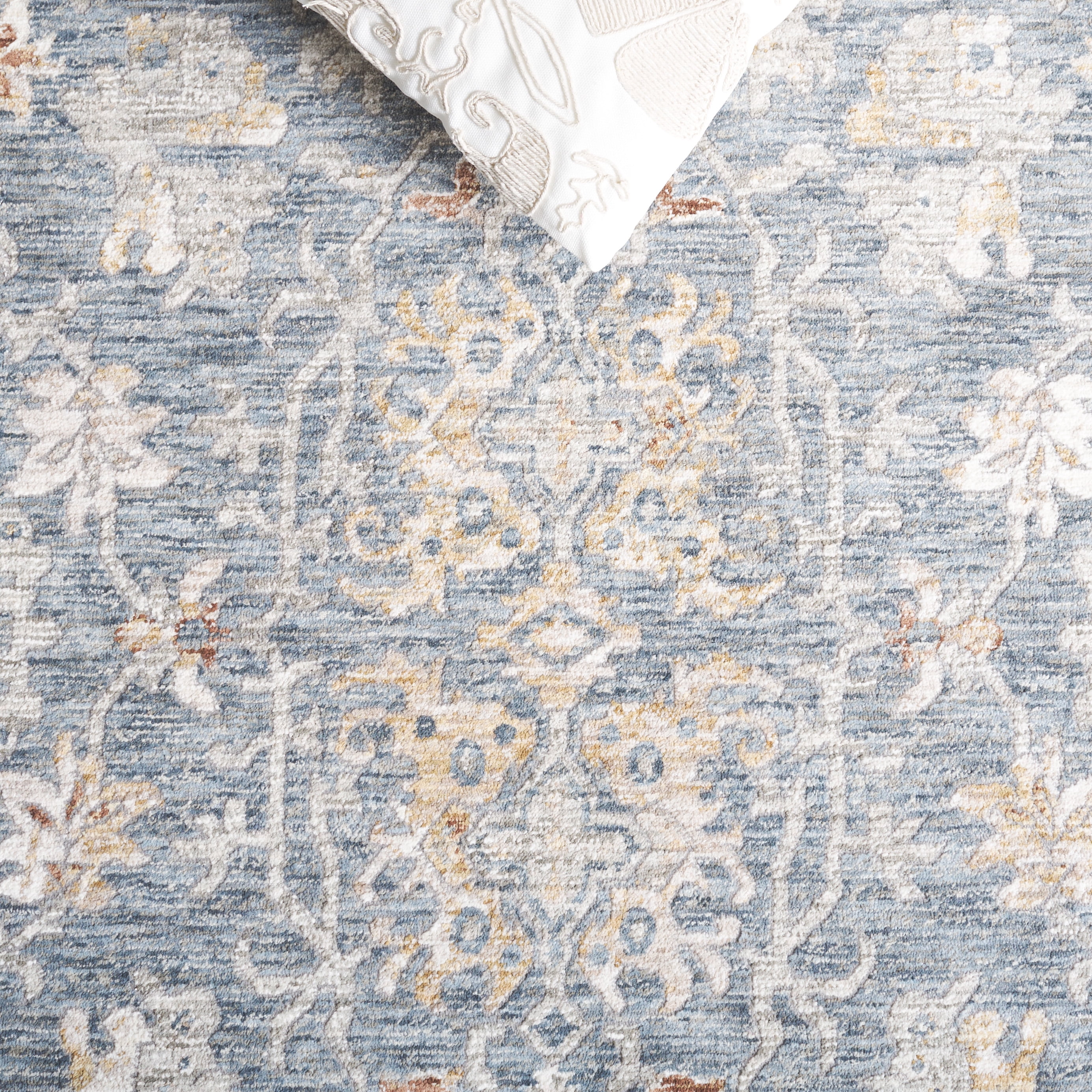SAFAVIEH Mason Aaliyah Medallion Polyester Area Rug, Blue/Beige, 8' x 10'