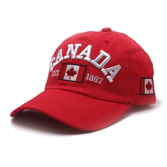 Valora Canada Baseball Cap Embroidered Maple Leaf Flag Adjustable Hat for Canada Day Celebrations Patriotic Outdoor Wear Red Red