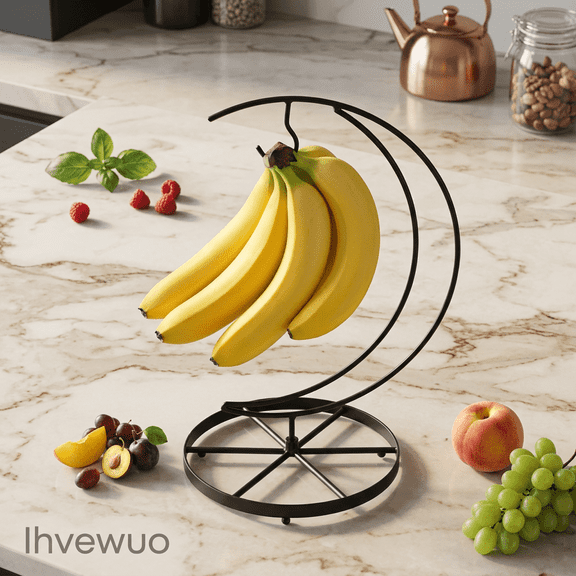 Banana Holder Stand, Stable Metal Banana Hanger for Kitchen Countertop Storage, Rust-Proof Banana Tree Hook Rack
