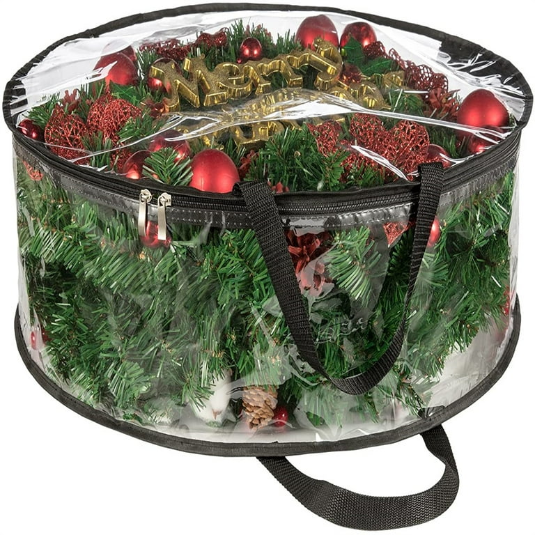 Wreath Storage Bag Clear Christmas Wreath Storage Container,Christmas  Wreath Storage Bag - Clear PVC Plastic for All View Durable Plastic Fabric  Bag for Holiday Artificial Christmas Wreaths 