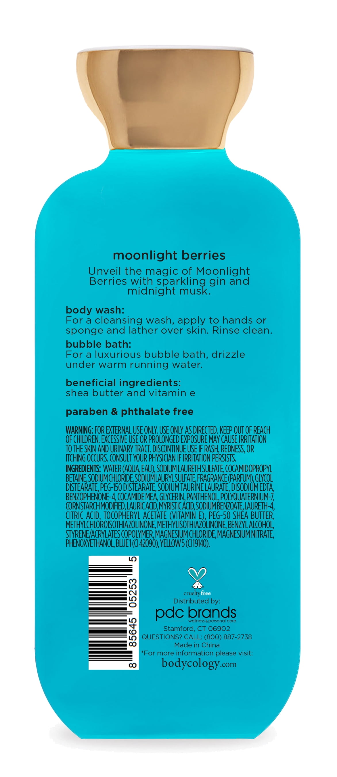 Bodycology Moonlight Berries 2-in-1 Body Wash & Bubble Bath, 16 fl oz