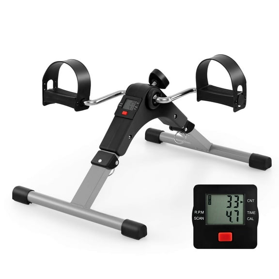 Costway Portable Desk Bike Peddler Machine with Adjustable Resistance LCD Display for Home Black