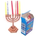 thumbnail image 2 of Holy Land Market Jewish Candle Sticks Menorah - 7 Branches - 12 Tribes of Israel Menorah (Copper With Candles, 5 Inches), 2 of 4