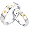 thumbnail image 1 of 2 anillos de promesa para pareja, anillos creativos de luna y estrella, anillos ajustables para los dedos., 1 of 4