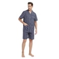 thumbnail image 3 of Men Cotton Pajama Shorts For Men Lightweight Plaid Soft Nightwear Short Sleeves PJS With Pockets, 3 of 5