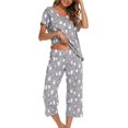 thumbnail image 1 of HAHDAXIA Womens Pajama Set Cotton Capri Pant Pyjama Short Sleeve Sleepwear Summer Pjs, 1 of 6