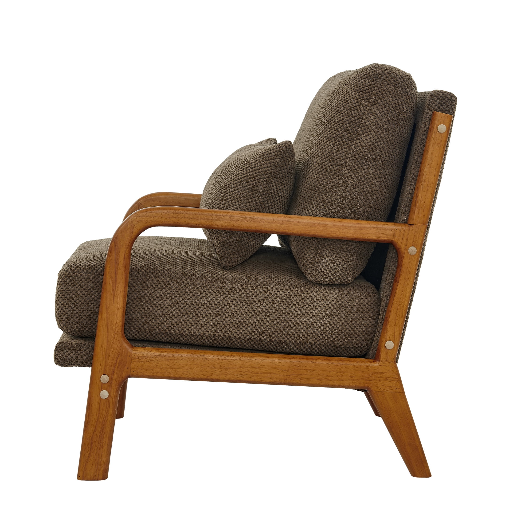 Noble House Mid-Century Modern Lounge Chair, Upholstered Accent Armchair with Solid Wood Frame, Coffee