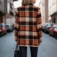 thumbnail image 4 of Fnooota Peacoats for Women 2025, Casual Lapel Collar Plaid Single Breasted Wool Coats with Pockets Orange Size XL, 4 of 4