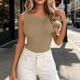 thumbnail image 2 of MYAOYINo Boundaries Womens Solid Sleeveless Tank Top Slim Fit Crew Neck Casual Wear, 2 of 7