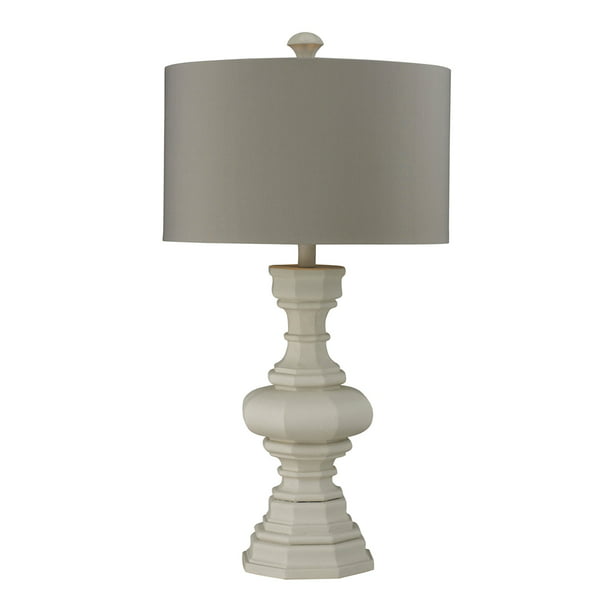 Light Gray Faux Silk Hardback Shade, White Plaster Table Lamps