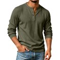 thumbnail image 2 of longantii Long Sleeve Henley Shirts for Men Casual Textured 3-Button Pullover Slim Fit Warm Basic Tops Lightweight Fall Workout Shirts, 2 of 5