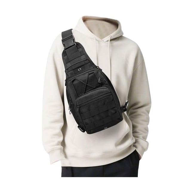 Mochila tipo bandolera SEAFEW, pequeña, negra, impermeable para hombre