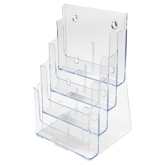Document Organizer, 4 Tier File Holder - Clear Wall Mountable Literature Rack for Office, School, Home - Large Capacity Document & Mail Sorter