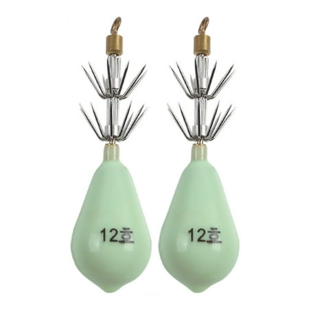 UDIYO 2Pcs/Box Metal Cuttlefish Sleeve 10 Claws Lightweight Luminous Design Squid Hook for Angling