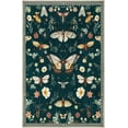 thumbnail image 7 of Insect Washable 8x10 Area Rug for Living Room, Floral Kids Playroom Rug Non Slip, Ultra-Thin Soft Low-Pile Floor Indoor Throw Carpet for Bedroom Dorm Nursery, Dark Green, 7 of 7