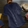 thumbnail image 2 of Blouses Button-Down Shirts for Women Summer Short Sleeve Cotton linen Casual Shirt Blouse Tops, 2 of 4