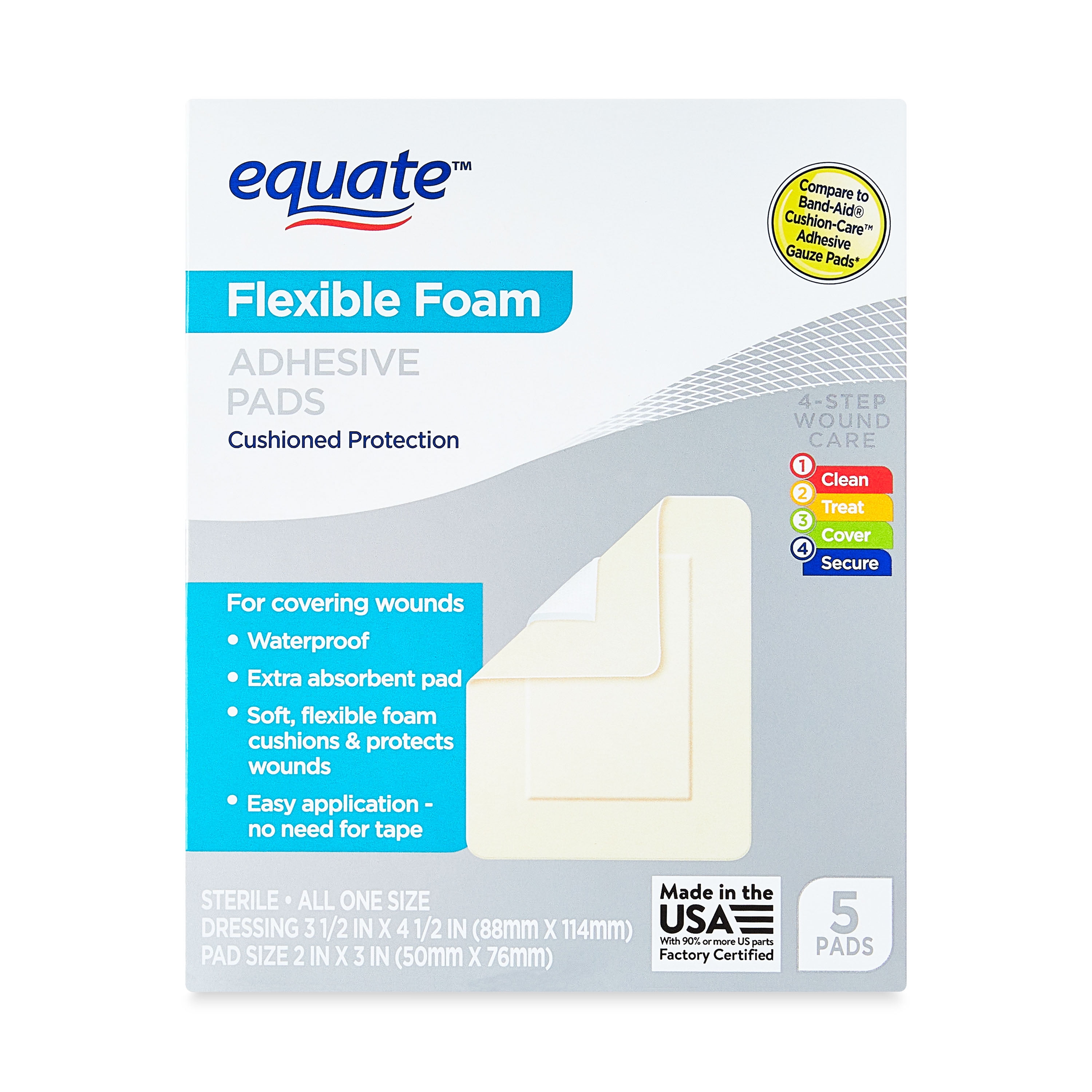 (2 pack) Equate Flexible Foam Adhesive Pads, 3.5" x 4.5", 5 Count