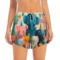 thumbnail image 4 of Lsque Cute Animal Party Printed Women's Running Shorts with Liner Pockets,Elastic Quick Dry Workout Athletic Gym Yoga Shorts,Womens High Waist Shorts-X-Large, 4 of 9