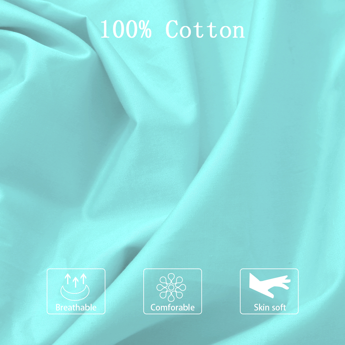 Unique Bargains Cotton Zippered Body Pillowcase Pillow Cover Cyan 20" x 48"