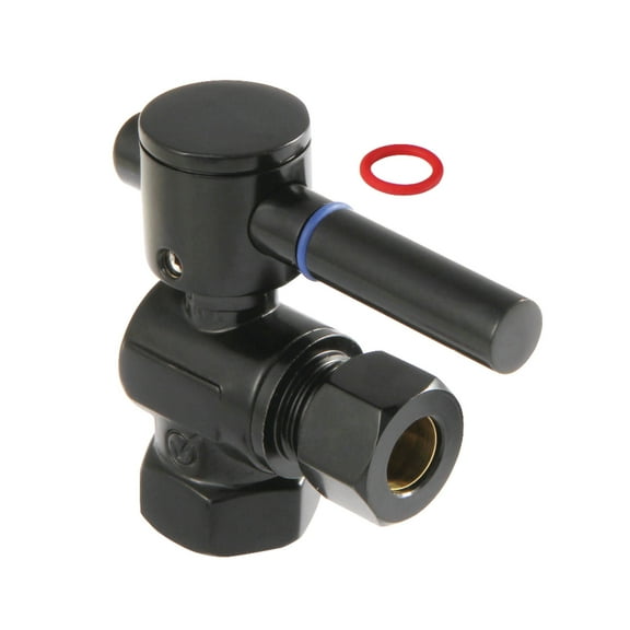 Kingston Brass CC33100DL 3/8" FIP x 3/8" OD Comp Quarter-Turn Angle Stop Valve, Matte Black