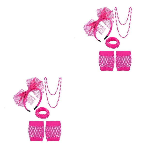 Moyic 1 juego de disfraces individuales de estilo retro de los años 80, luminosa, accesorios de Cosplay misteriosos, estilo 1, rosa y rojo estilo 1 rosa rojo 2piezas Moyic CBP382788