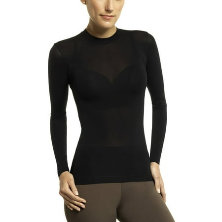 - Lupo Second Skin Women's Crew Neck Sheer See Through Mesh Top Microfiber, White