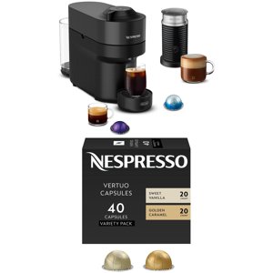 Nespresso Vertuo Pop Coffee and Espresso Maker Black with Nespresso Vertuo Coffee Discovery Variety Pack 40 Count Bundle