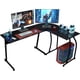 thumbnail image 1 of HHQHHQA  L-Shaped Corner Desk Computer Gaming Desk - 58 Inch Modern Home PC Table Office Writing Workstation, Black, 1 of 7