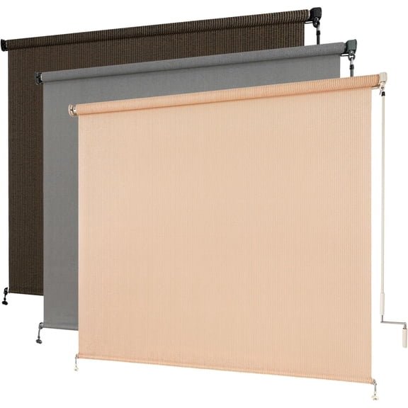 Outdoor Cordless Roller Shades, 4' W x 6' H, Sesame | Exterior Roll Up Blind for Patio, Gazebo, Pergola, Balcony & Backyard, Sun & Heat Block