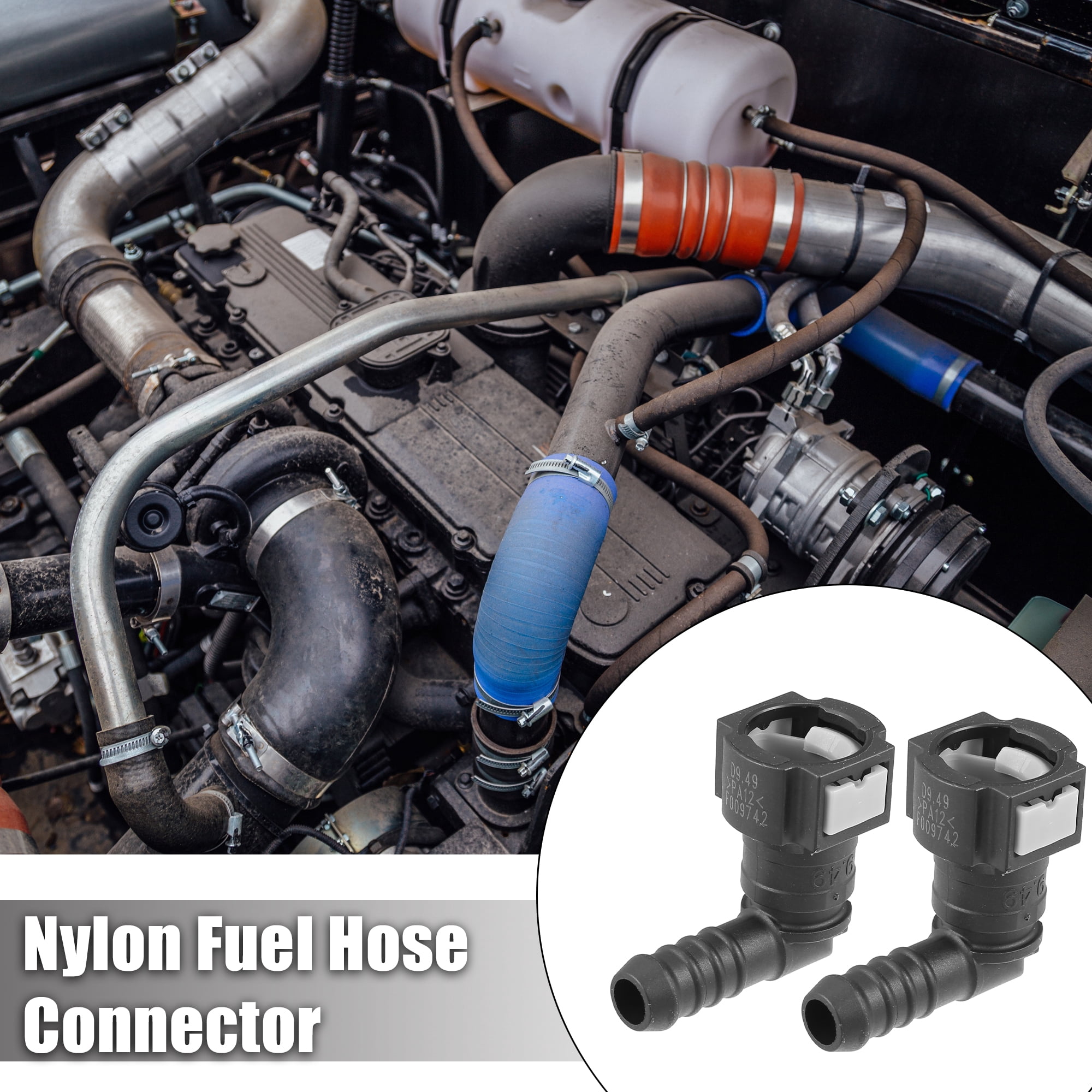 Unique Bargains 2pcs Fuel Line Quick Connect 90 Degree Adapter for 3/8 Rubber Tubing