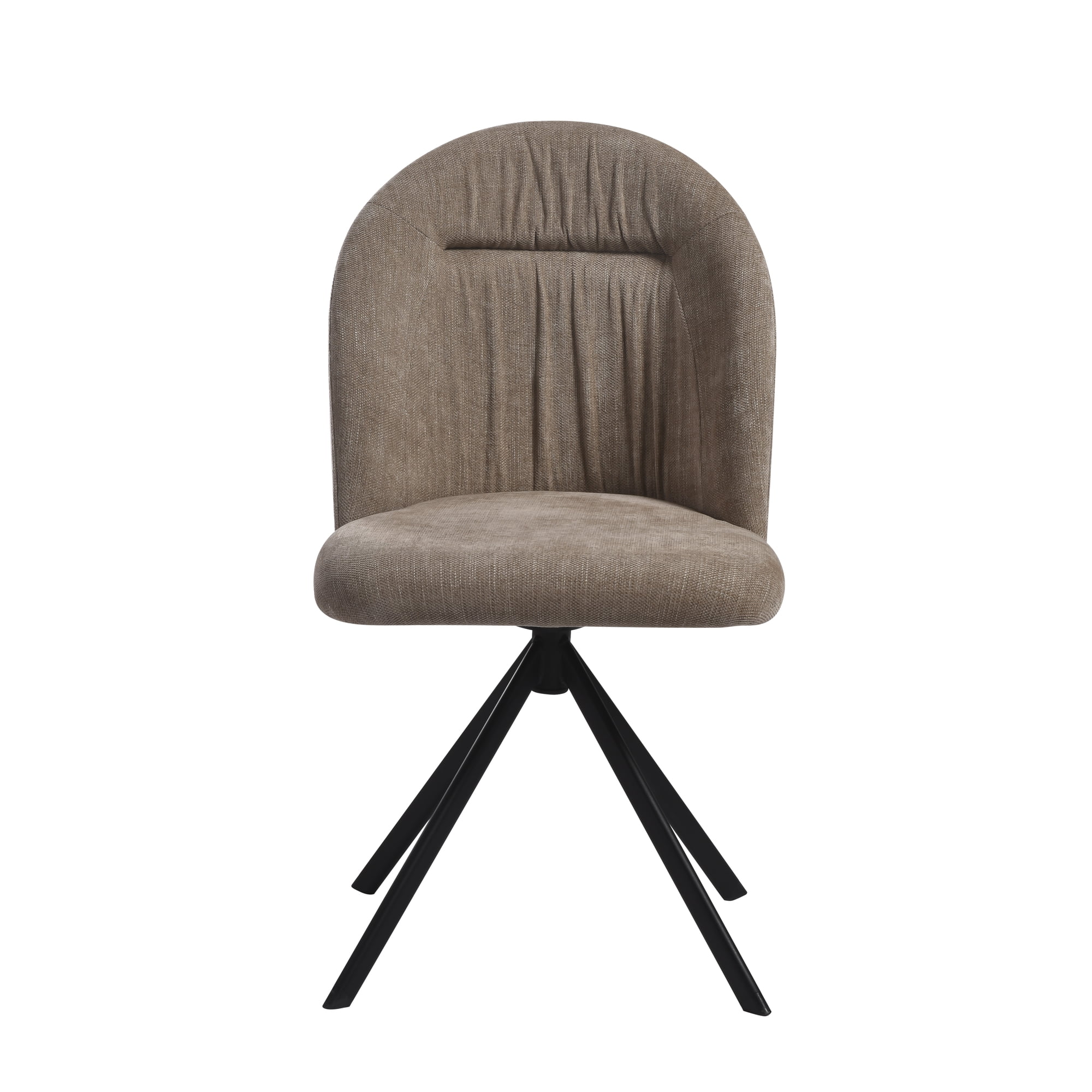 Hallie Contemporary Swivel Curved Back Almond Upholstered Dining Chair - Set of 2