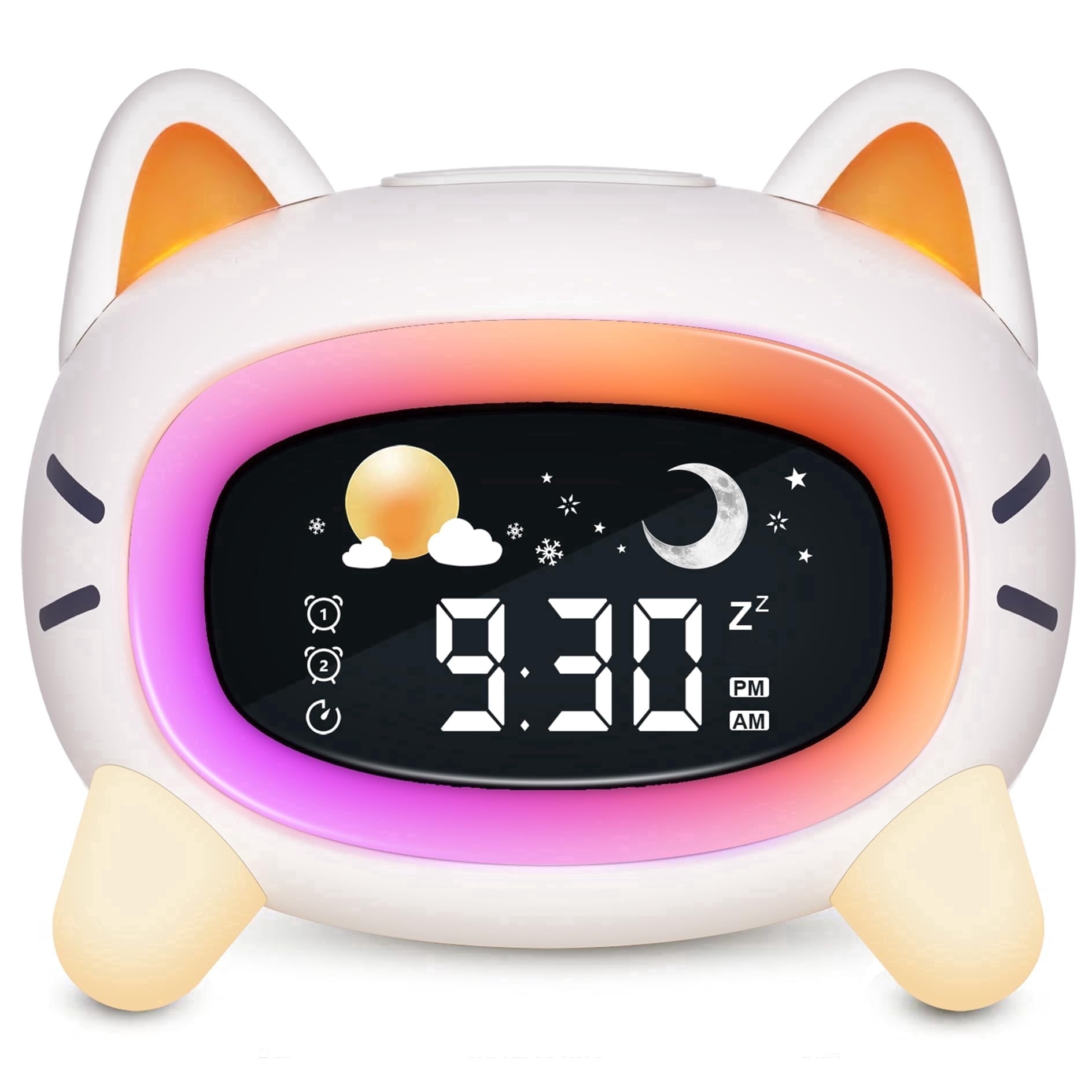 Hansang Kids Alarm Clock,Ok to Wake Clock with Sleep Training, Night Light,Beige Digital Clock
