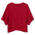 thumbnail image 4 of Endives Women's Short Sleeve T-shirt Solid Color Bell Sleeve T Shirt Summer Top Casual Crewneck Half Sleeve Tee Loose Basic Top T Shirts for Women XXL, 4 of 5