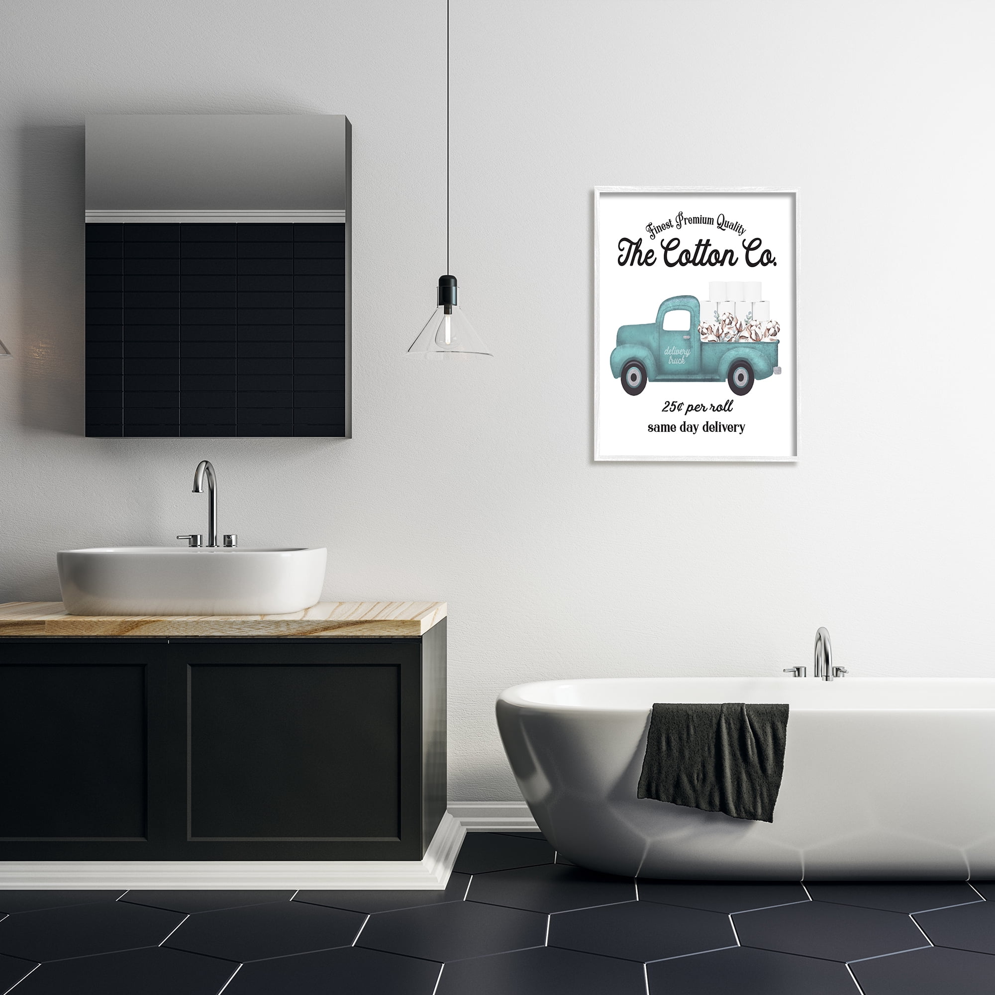 Stupell Industries Toilet Paper Cotton Co Delivery Truck Bathroom Word Design, 24 x 30,Design by Lettered and Lined