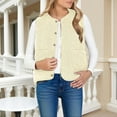 thumbnail image 5 of Dazajoo Womens Sherpa Vest Casual Warm Fuzzy Fleece Vest Sleeveless Jacket Winter Button Down Waistcoat with Pockets,White,L, 5 of 9