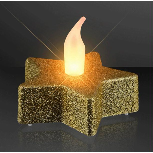 LED Gold Glittery Star Flameless Tealights Votive Candle Centerpiece
