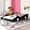 Black, variant on Harper & Bright Designs Twin Size Race Car-Shaped Platform Bed with Wheels, Wooden Twin Floor Bed for Kids Boys Girls Teens, Blue