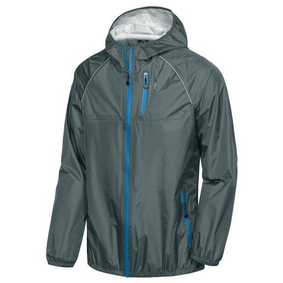 Little Donkey Andy Men's Rain Cycling Bike Jacket with Hood, Windproof and Waterproof, Ultralight Packable Gray Size S