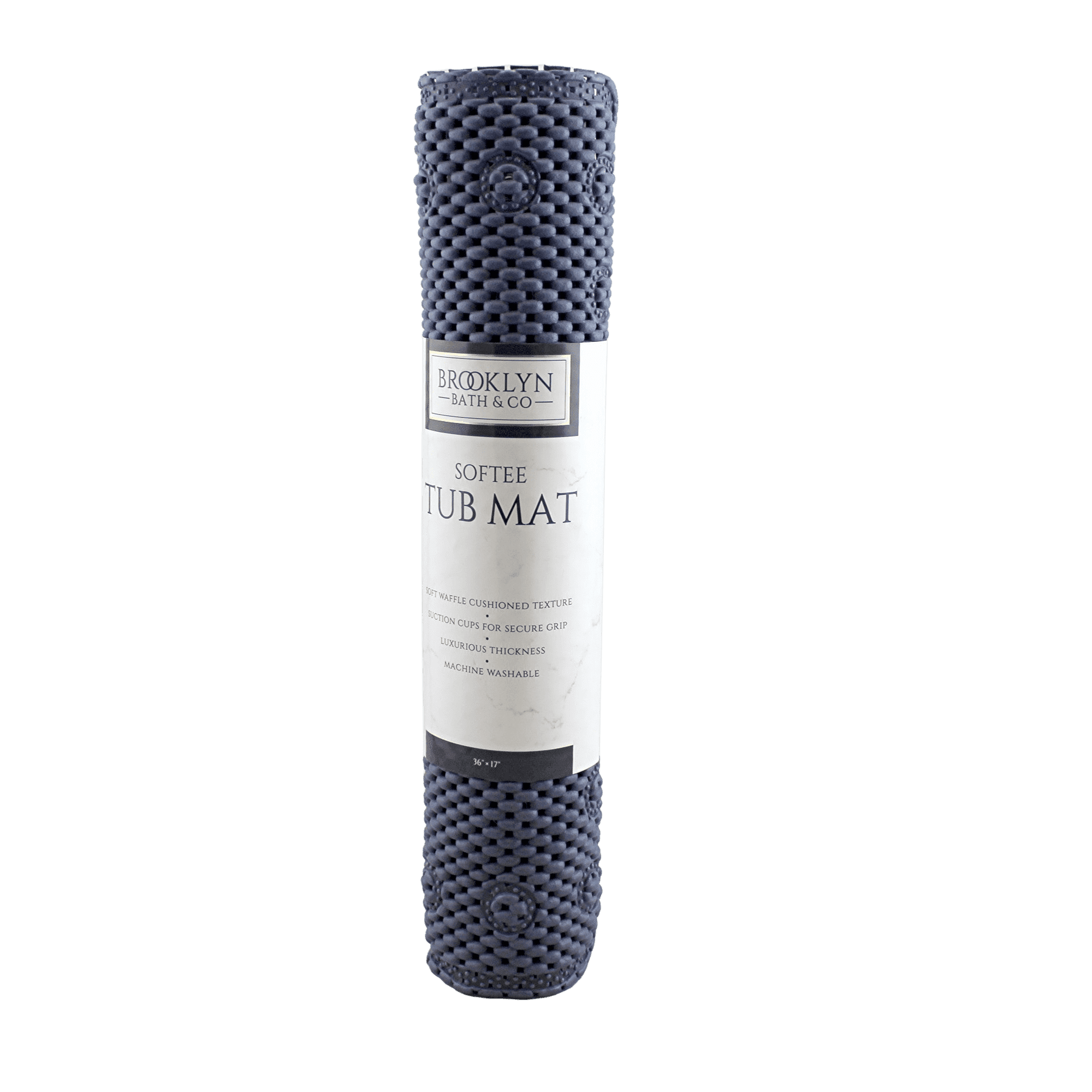 Extra Large Soft PVC Waffle Cushioned Texture Spa Quality Bathroom Tub Bath Mat Anti-Slip 36" x 17" Navy Blue