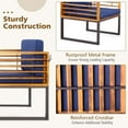 thumbnail image 4 of Barara King Garden Conversation Table Set, Conversation Loveseat Chairs Set, 3 Pieces Patio Acacia Wood Conversation Set with Cushioned Armchairs-Navy, 4 of 6