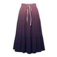 thumbnail image 2 of Babcutegg Women’s Casual A-Line Long Skirt – Elastic Waist Printed Midi Skirt with Pockets, Gradient Design Flowy Half Skirt Purple Size 2XL, 2 of 8