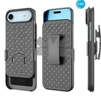 For iPhone 17 Air Case with Swivel Belt Clip, Heavy Duty Shockproof Rugged Holster Combo, Full Body Protective Kickstand Cover - Black
